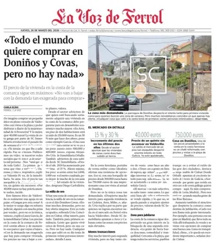 SC Inmobiliaria en La Voz de Galicia: así está el mercado de vivienda en la costa de Ferrolterra