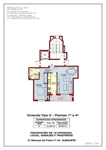 Apartamento 51m2 En Calle Manuel De Falla Obra Nueva En Albacete