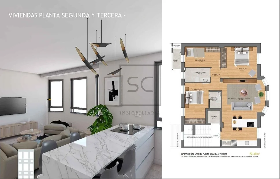 Piso con plaza de garaje, terraza y trastero en ferrol