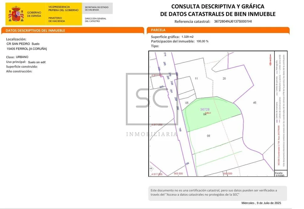 Terreno urbanizable en ferrol