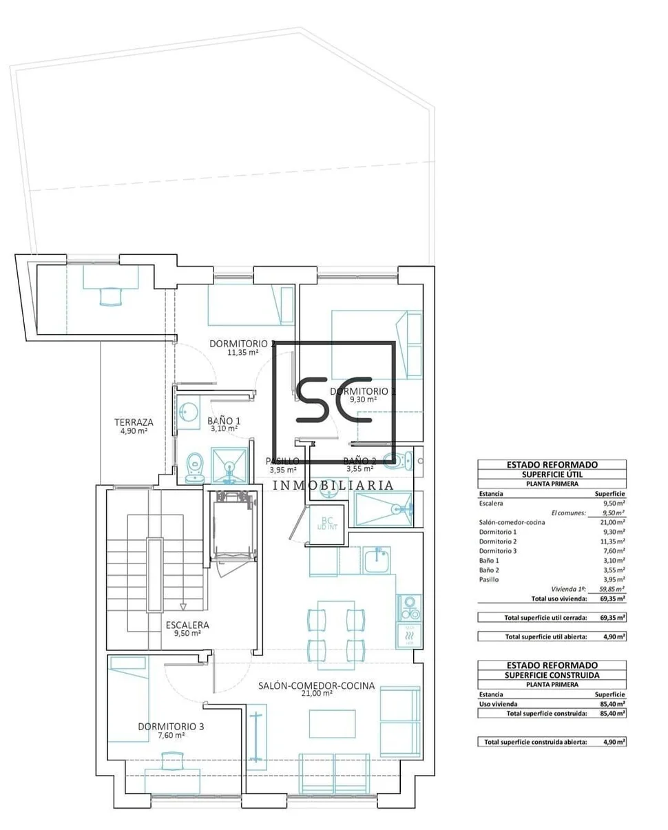Primer piso con ascensor en esteiro, ferrol