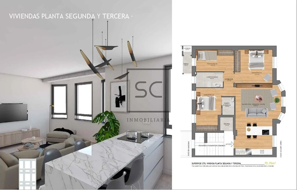 Piso con plaza de garaje, terraza y trastero en ferrol