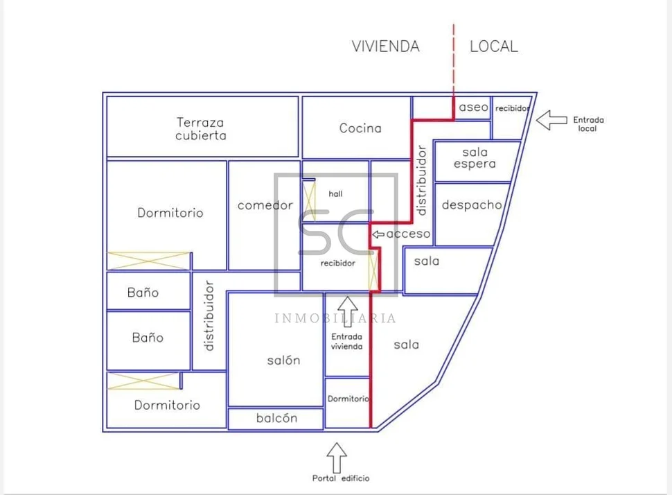 Amplio piso más local comercial en fene